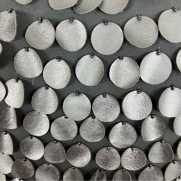 Zara Mini Dress Leather Sequin Disk Detail Sleeveless Party Going Out Black - Picture 6 of 7